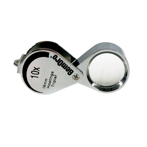 CHROME JEWELLERS MAGNIFIER LOUPE EYEGLASS TRIPLET 18mm 10x LENS MAGNIFYING